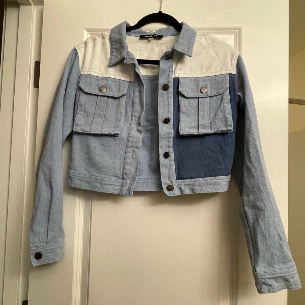 Sugar and Lips Cropped Colorblock Jacket